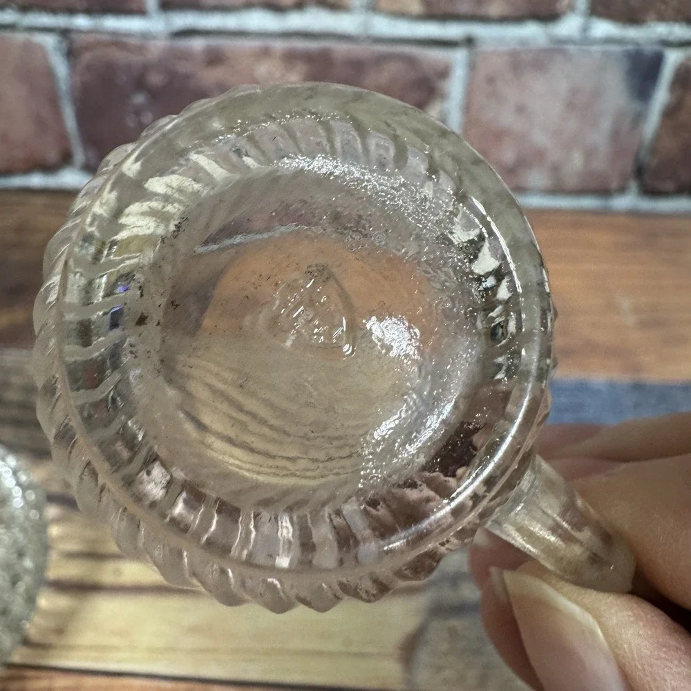 Vintage Federal Glass Diana Swirl Demitasse Cup and 2 Saucers 1940 MCM Clear‎